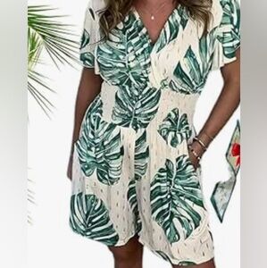 Tropical Leaf Print romper shorts
